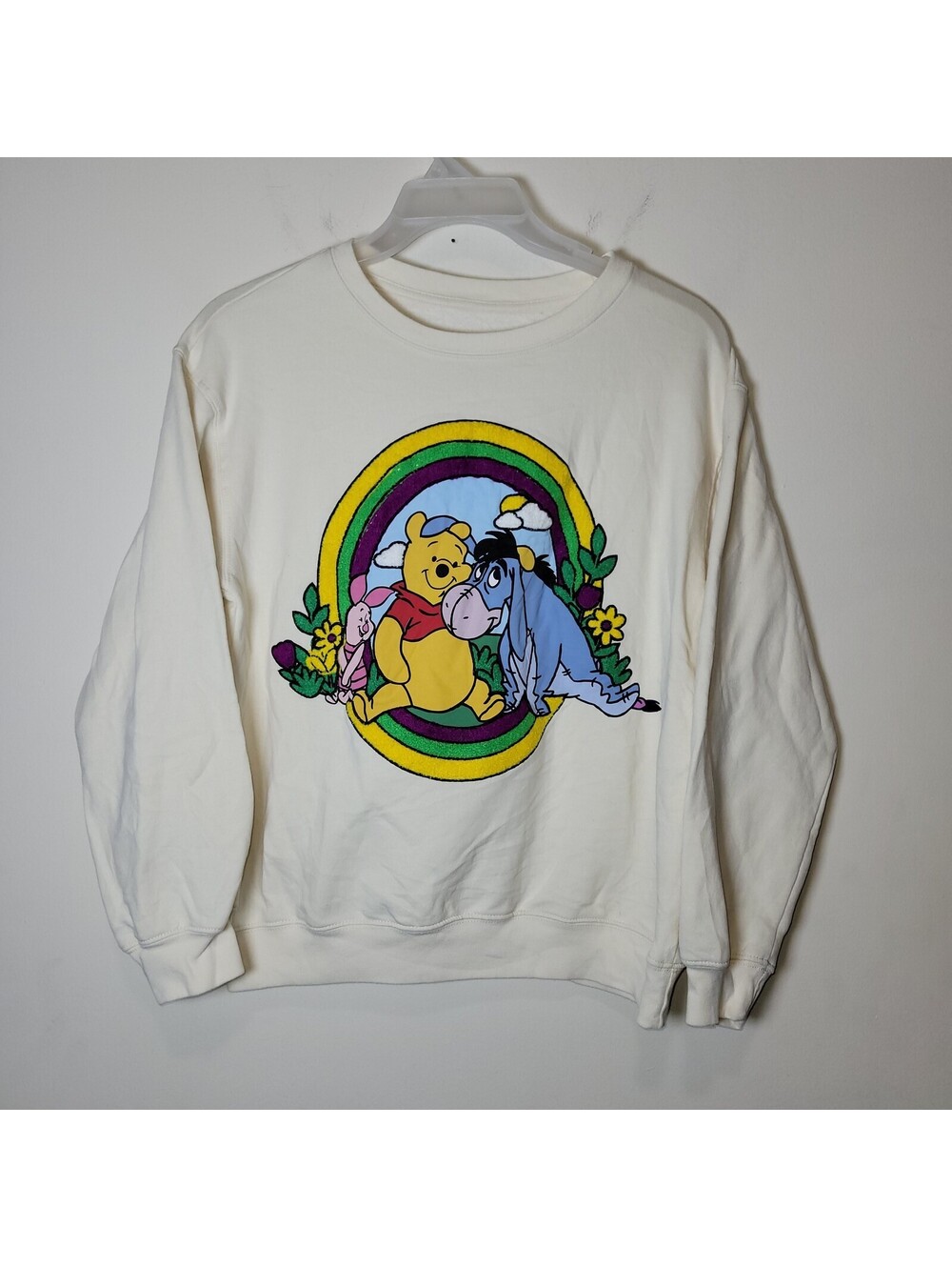 Disney Winnie the Pooh Eeyore Piglet Cream Sweatshirt Adult Size L Large